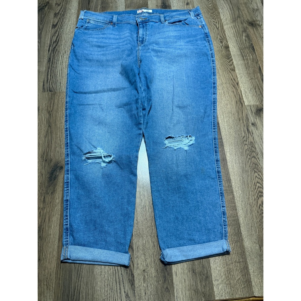 Signature by Levi Strauss Jeans Women Size 18 Blue Heritage Boyfriend Distressed